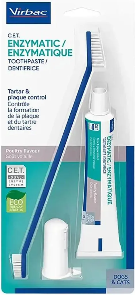 Virbac Vn100762 Set Dentifricio Enzimatico per Cani 70g Gusto Pollo