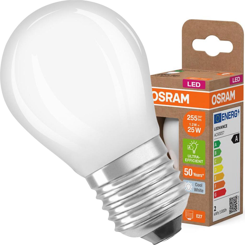Żarówka LED P45 Kulka E27 1.2W = 25W 255lm 4000K Neutralna Zdjęcie produktu 