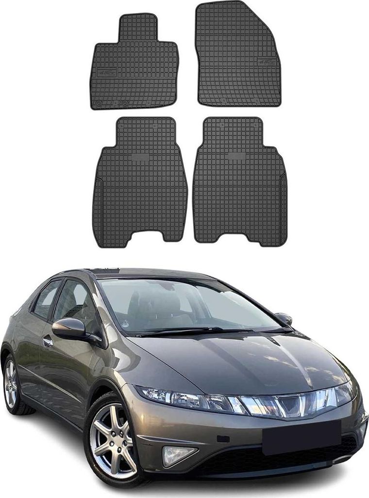 2006-2011 Honda Civic 5D HB Fußmatten Gummi Schwarz 4 tlg Produktbild 