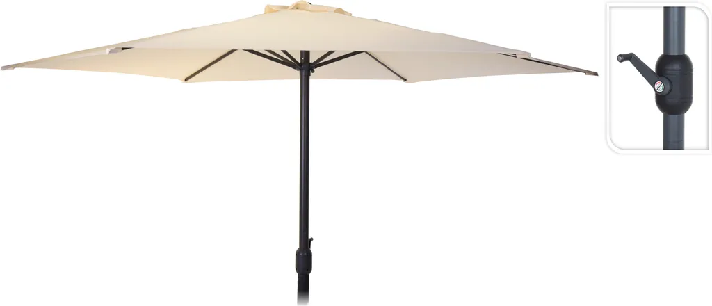 Parasol ø300cm crème contre la chaleur mât 3m pour ombre maximale
