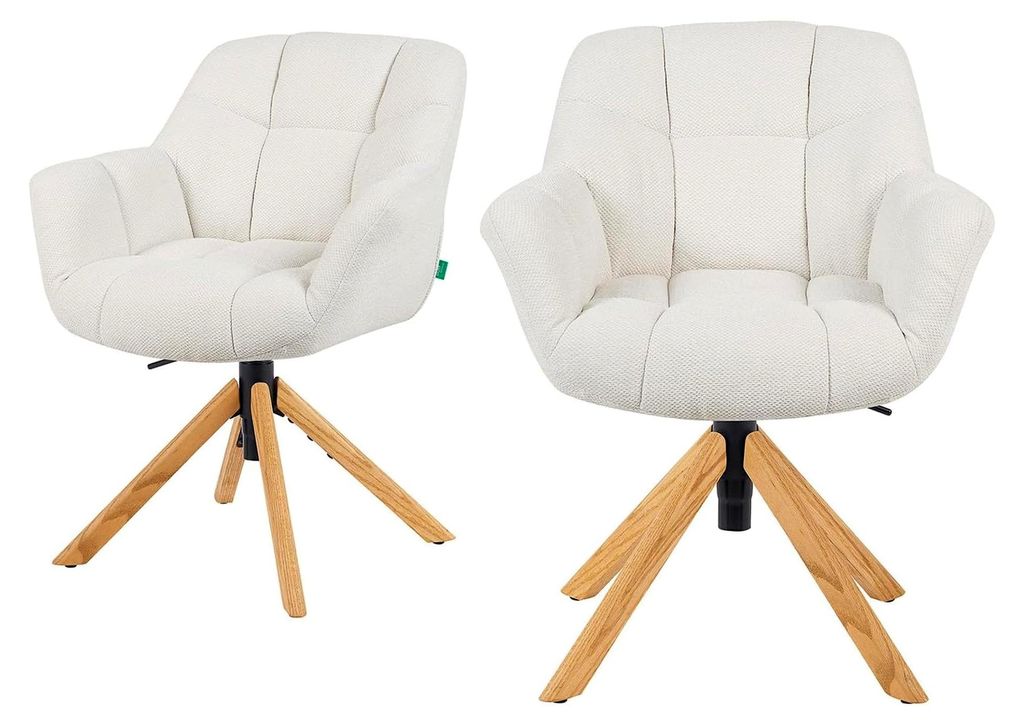 2er Set höhenverstellbare Esszimmerstühle, Bürostühle & Konferenzstühle, 360° drehbar mit Taschenfederkern, ergonomisch gepolstert, Eichegest...