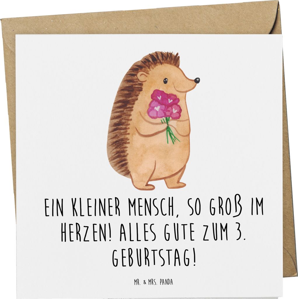 Mr. & Mrs. Panda Klappkarte 3. Geburtstag Herz - Weiß - Geschenk, Happy Birthday, Glückwunschkarte, handgefertigt, Feier Dekoration, Grußkarte, ...