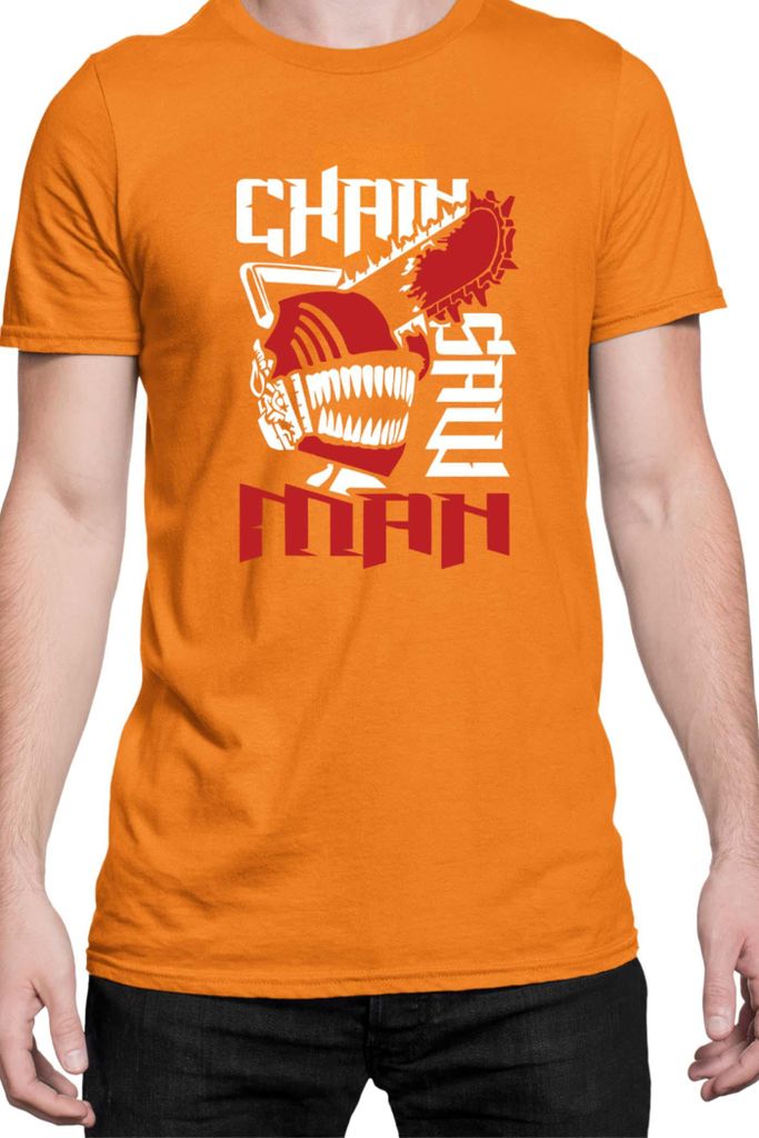 Herren T-Shirt Manga Japan Anime Comics Animation Chainsaw Anime manga Man 08, Man XL / Orange