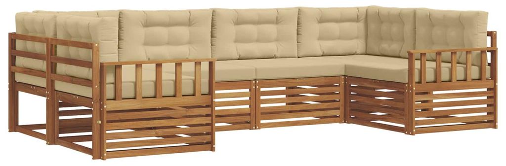 vidaXL Outdoor-Sofagarnitur 6 pcs Natur und Beige Massivholz Akazie
