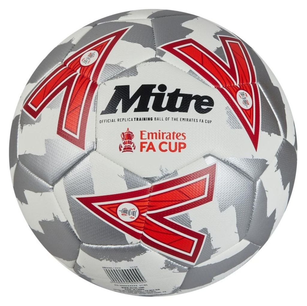 Mitre Fußball FA Cup 24-25 weiß-silber-rot Größe 4 Produktbild 