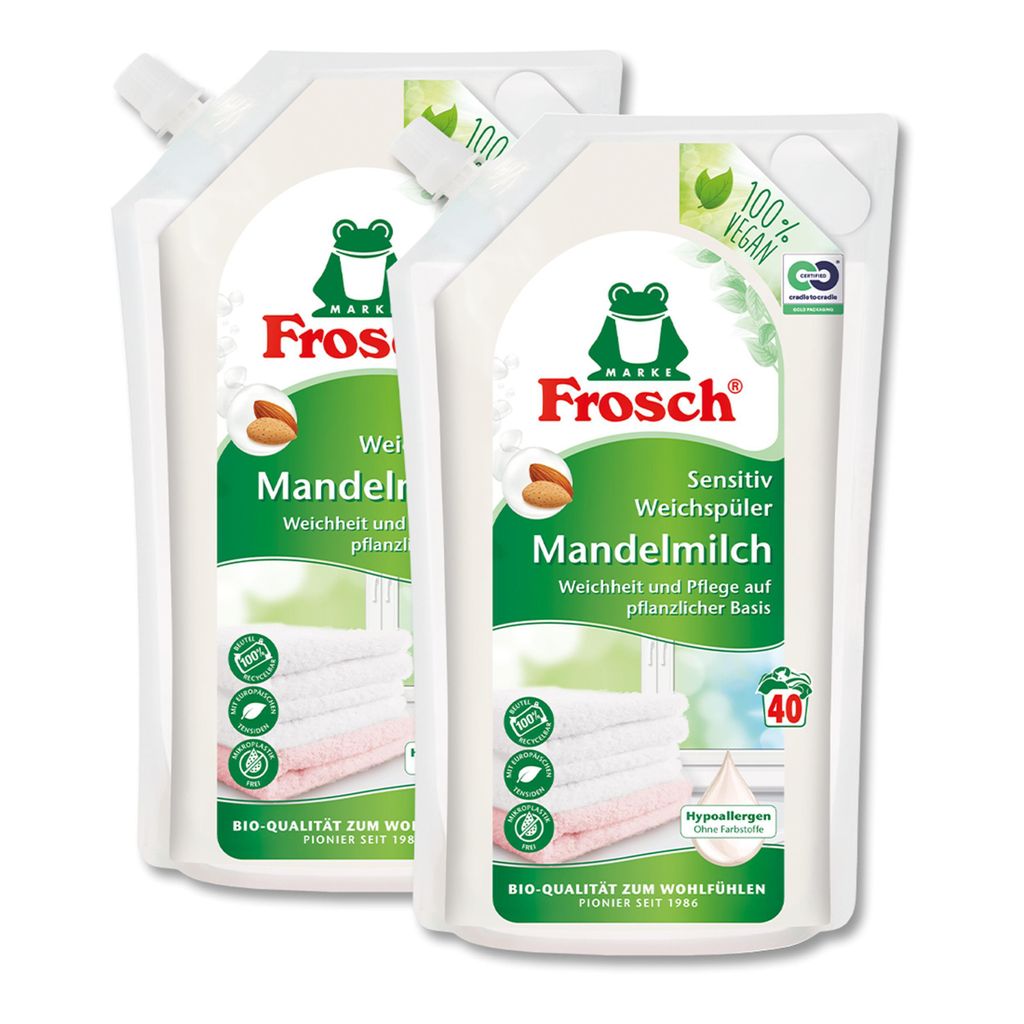 Frosch Weichspüler Mandelmilch 1 Liter pflegend mit Mandelmilch (2er Pack)