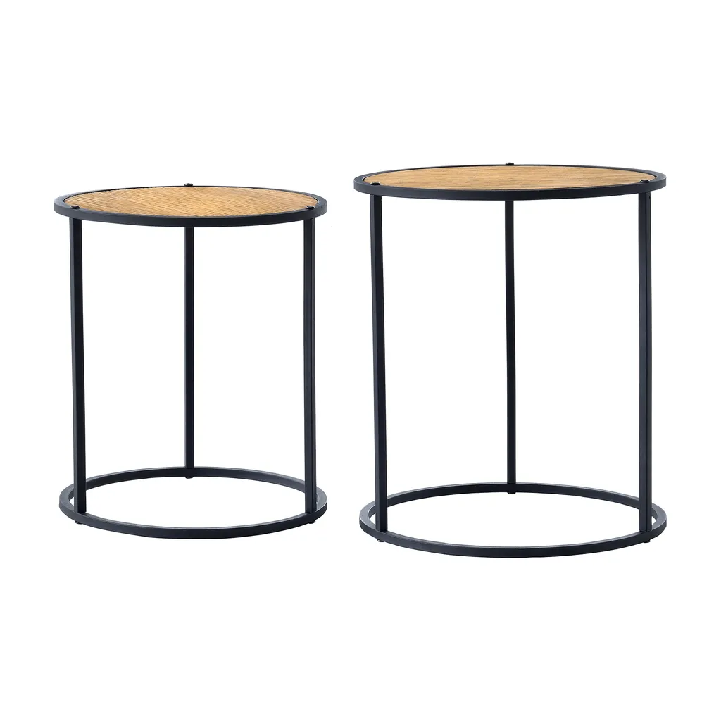 Table d'appoint bois et métal Moriusaq lot de 2 design industriel
