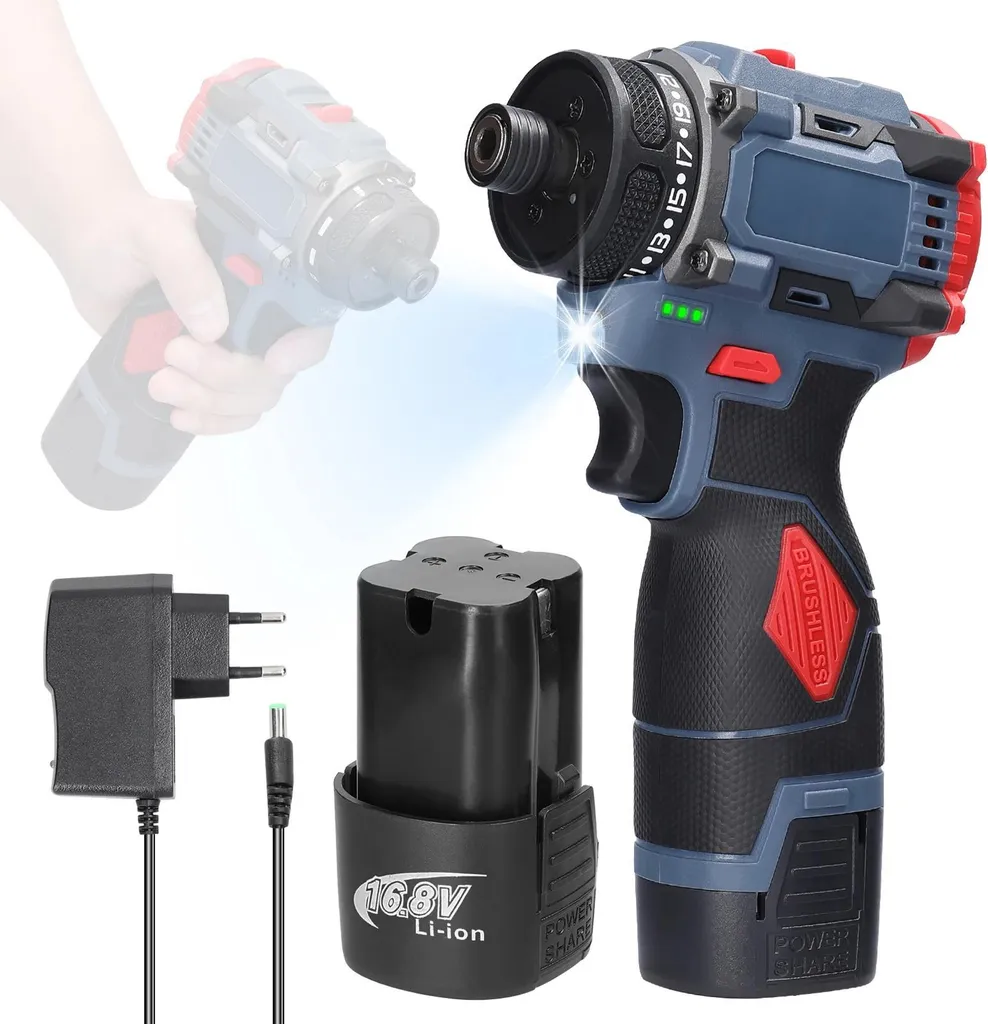 Cacciavite Elettrico 45Nm Brushless - 2 Batterie e Spina UE Incluse