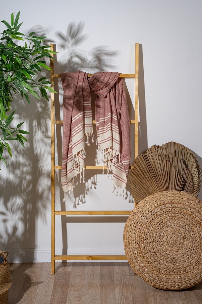 Mijolnir, New Diamond - Tile Red, Fliese Rot, Fouta (Strandtuch), 60 % BAUMWOLLE, 40 % POLYESTER, 90 x 170 cm