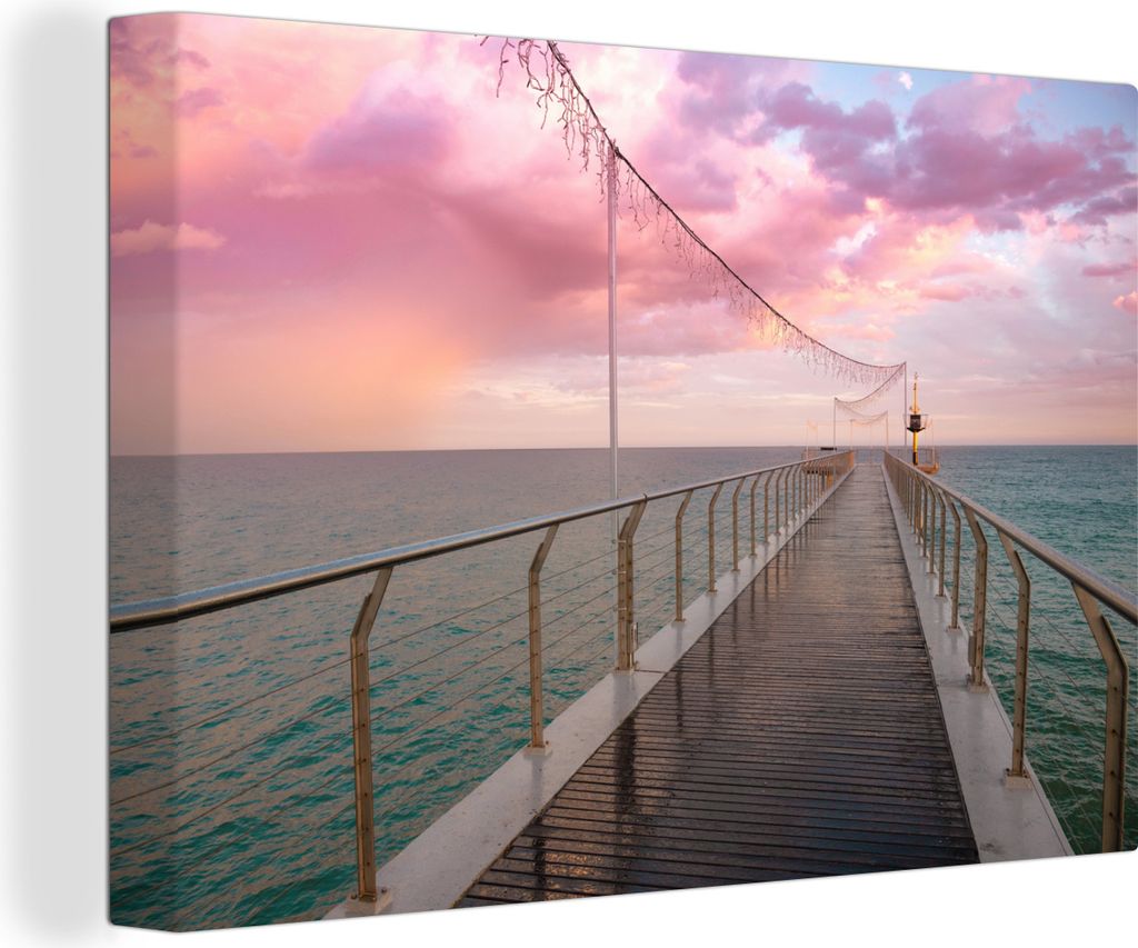 OneMillionCanvasses - Leinwandbilder - 140x90 cm, Katalanischer Sonnenuntergang am Meer, Wandbilder Kunstdruck Wanddekoration - Foto auf Leinwand...