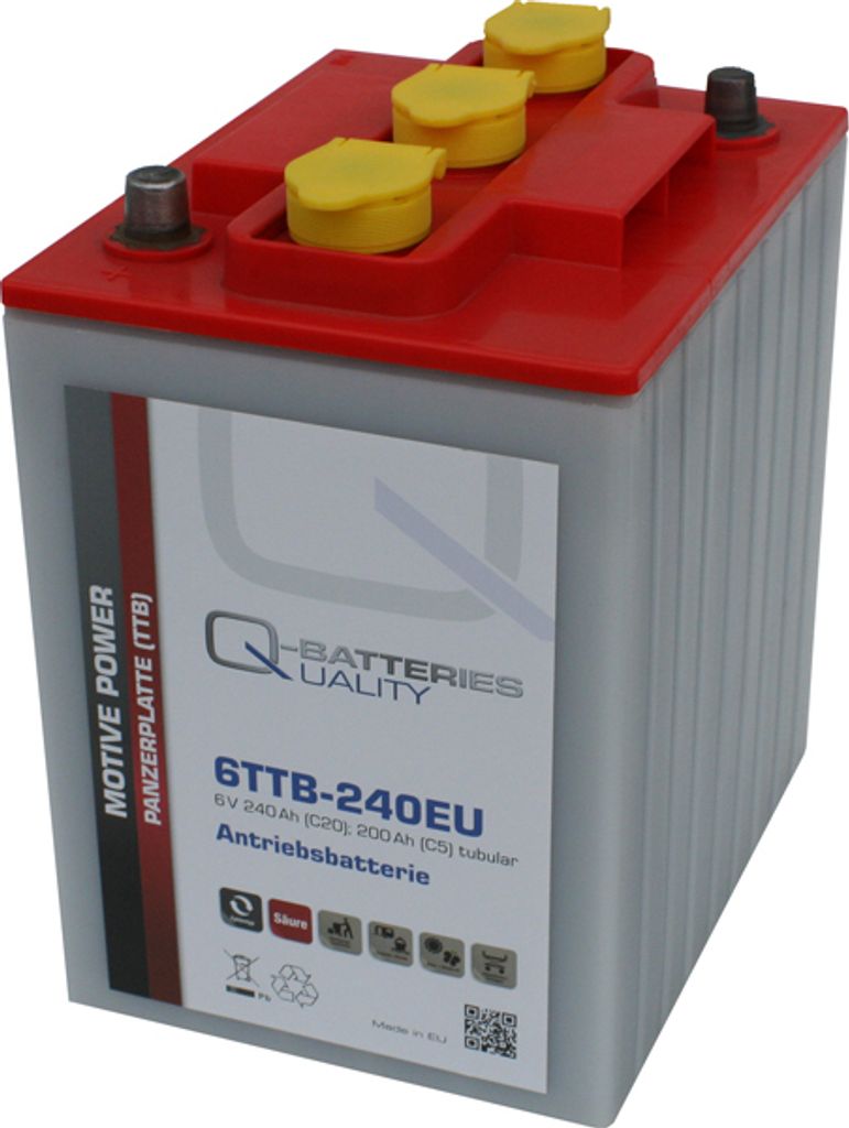 Q-Batteries 6TTB-240EU 6V 240Ah (C20) geschlossene Blockbatterie, positive Röhrchenplatte