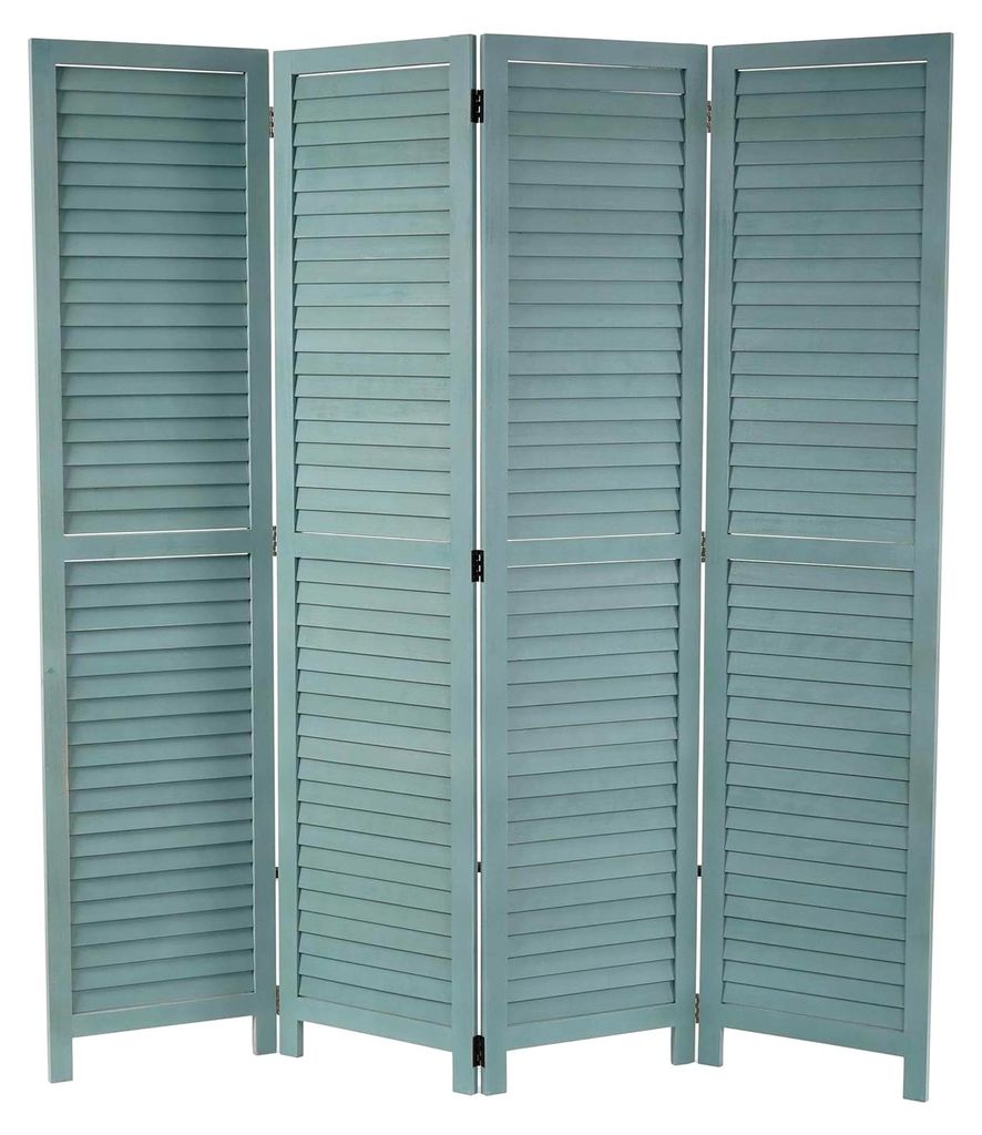 Raumteiler Paravent, Trennwand Sichtschutz, Shabby-Look Vintage, 170x160cm - grün