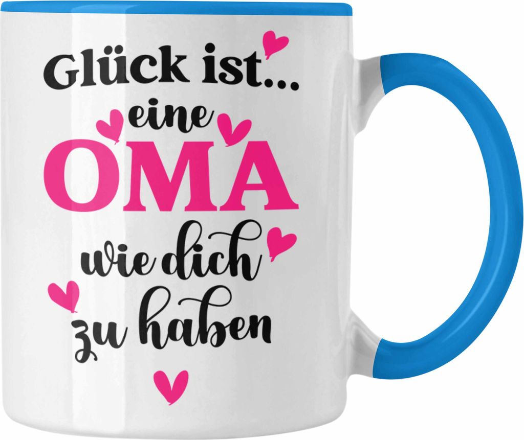 Trendation - Oma Tasse mit Spruch Geschenk von Enkel für Beste Oma Muttertag Geburtstagsgeschenk (Blau)