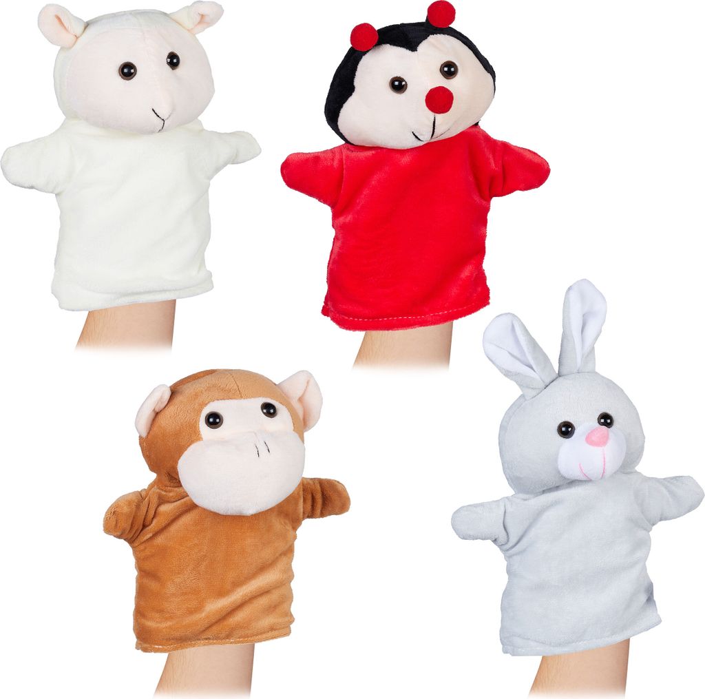 relaxdays Handpuppen für Kinder 4er Set