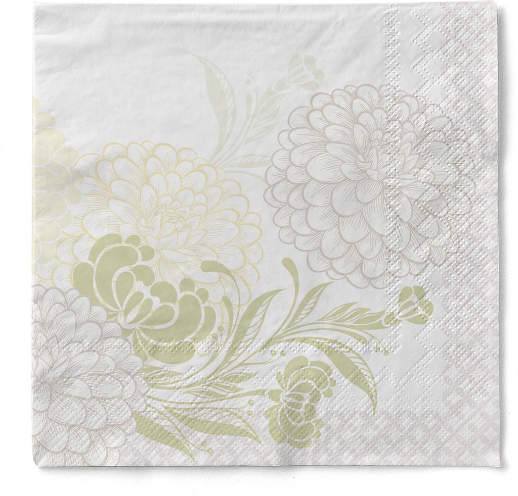 Tissue Serviette Clarissa in Grün, 3-lagig, 40 x 40 cm, 100 Stück - Mank - Floral