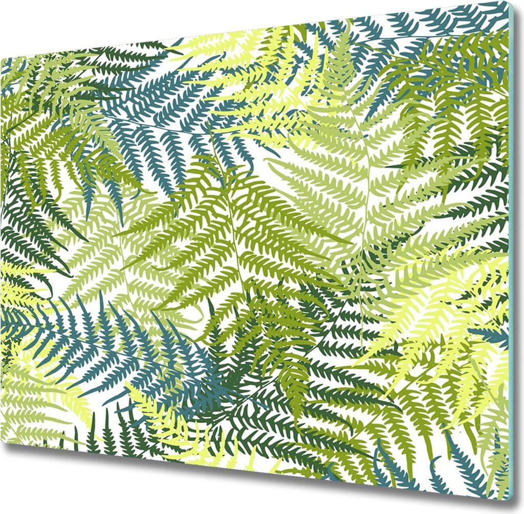 Glas Herdabdeckplatte 60x52 cm Spritzschutz Glasabdeckplatte Schneidebrett Farne Muster