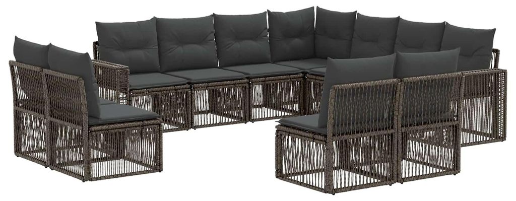 vidaXL Gartensofa-set 11 pcs Grau und Dunkelgrau Poly-Rattan