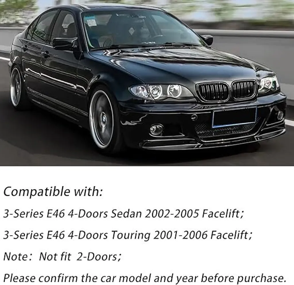 Grille de Calandre BMW E46 Facelift Noir Brillant : Stop au Chrome Usé - 2