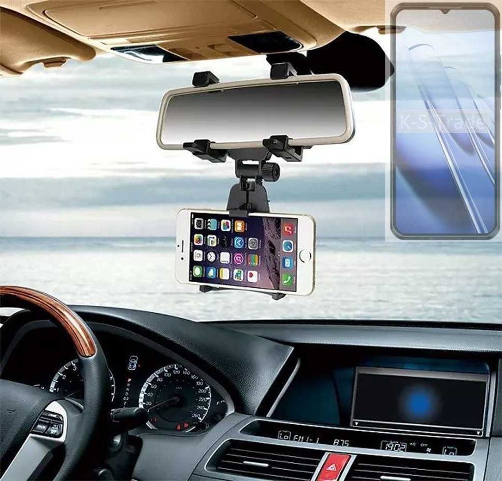 K-S-Trade Smartphone Halterung kompatibel mit Oukitel WP52 Rückspiegel Halterung schwarz Auto Halterung KFZ Halter