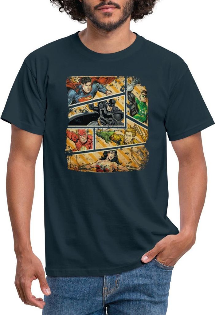 Spreadshirt DC Comics Justice League Vintage Helden Männer T-Shirt, 3XL, Navy