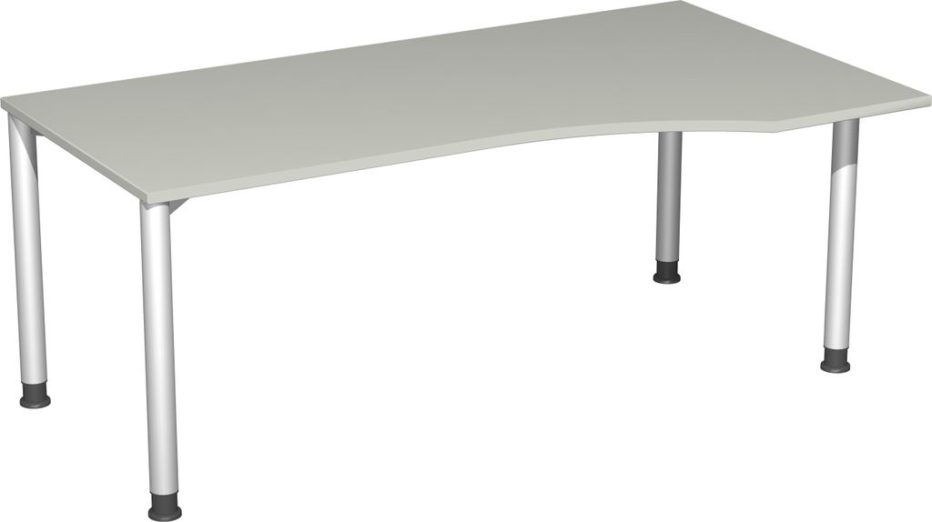 Geramöbel PC-Schreibtisch rechts höhenverstellbar, 1800x1000x680-800, Lichtgrau/Silber, S-555305-LS