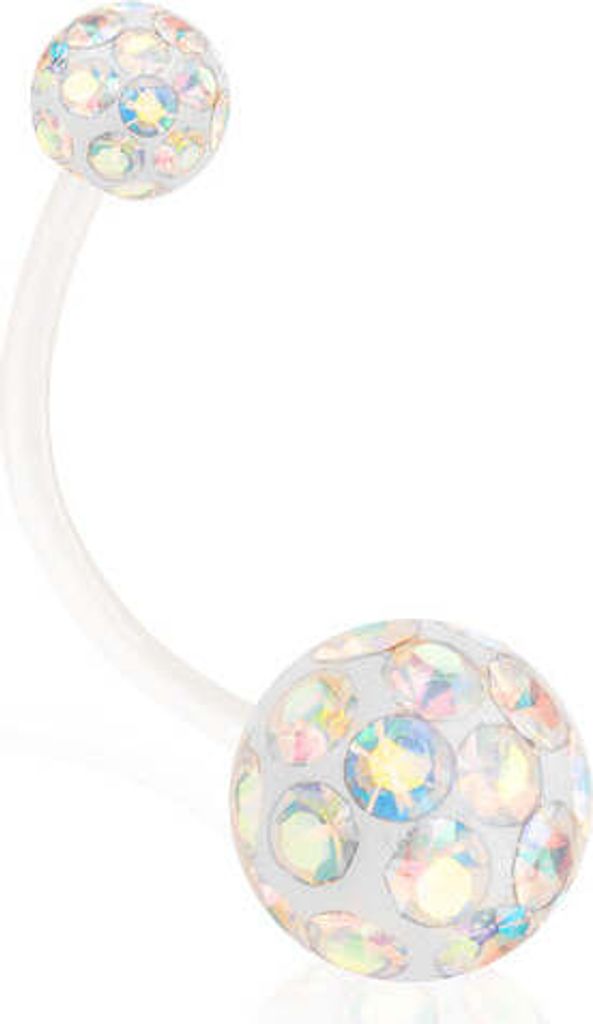 Taffstyle Bauchnabelpiercing Schwangerschaft Bauchnabelpiercing Flexibel Ferido Kristall Kugeln, Rainbow / 15mm / 8mm x 5mm