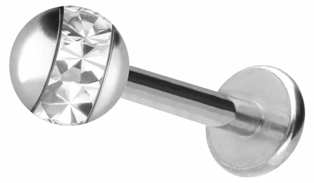 Ohrpiercing, Nasenpiercing Chirurgenstahl Labret EPOXY-RING-KUGEL Silber Stablänge: 12mm + Stabstärke: 1,2mm + Kugelgröße: 4mm