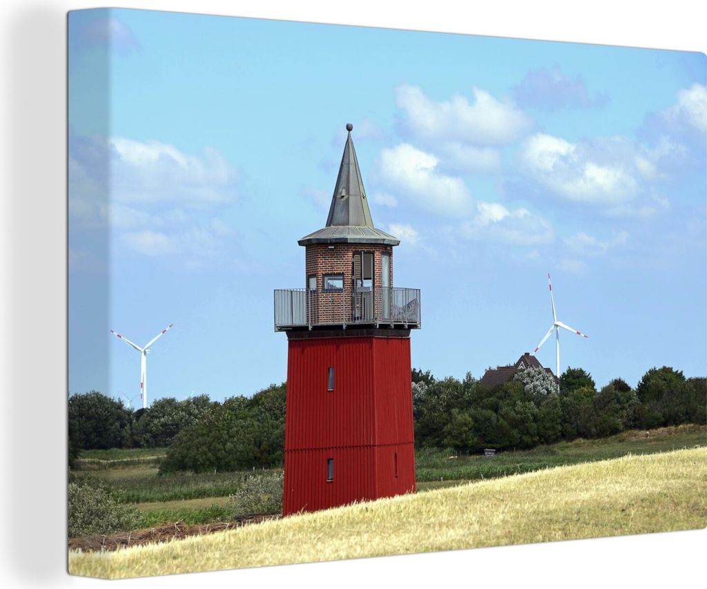 OneMillionCanvasses - Leinwandbilder - 140x90 cm, Leuchtturm an der Nordsee in Dagebuell, Schleswig-Holstein, Deutschland, Wandbilder Kunstdruck ...