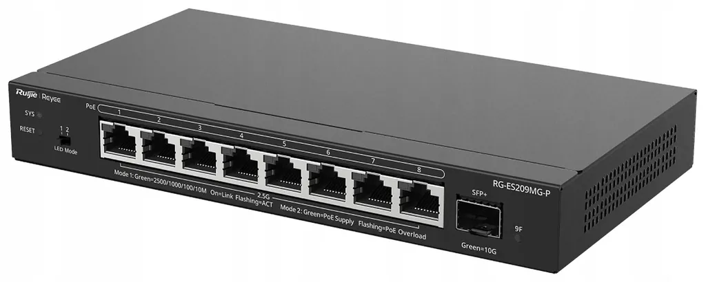 Switch Reyee PoE Managed Cloud Layer2 8 Ports MultiGigabit et SFP+ 10Gbps