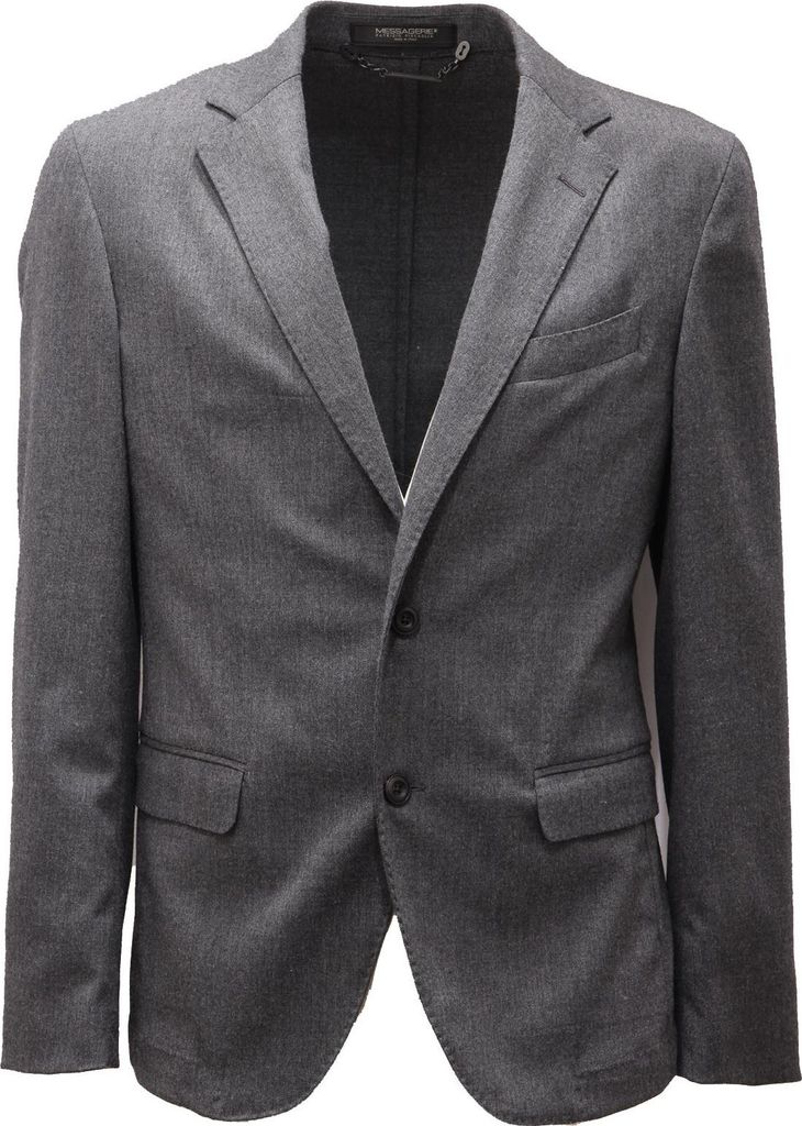 7137AD giacca uomo MESSAGERIE grau Wolle Mischung Jacke Männer
