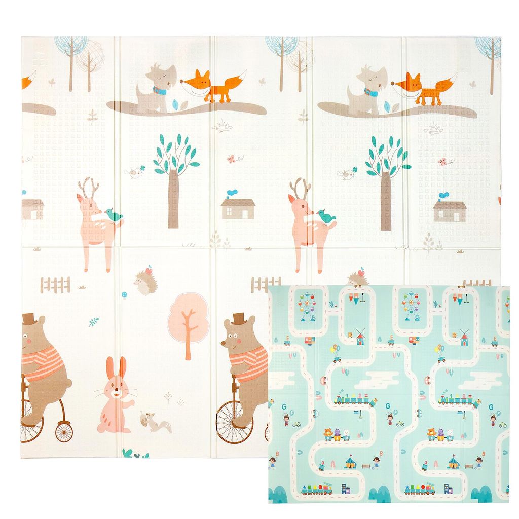 Krabbelmatte Baby Spielmatte Kinder 196x176x1cm Faltbar Produktbild 