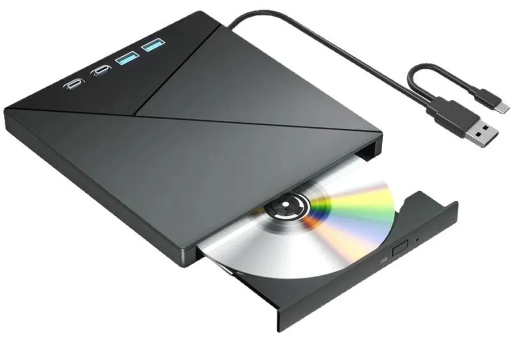 Graveur DVD Externe USB Type-C 5 Gbps en Plastique Noir de 5,5 Pouces