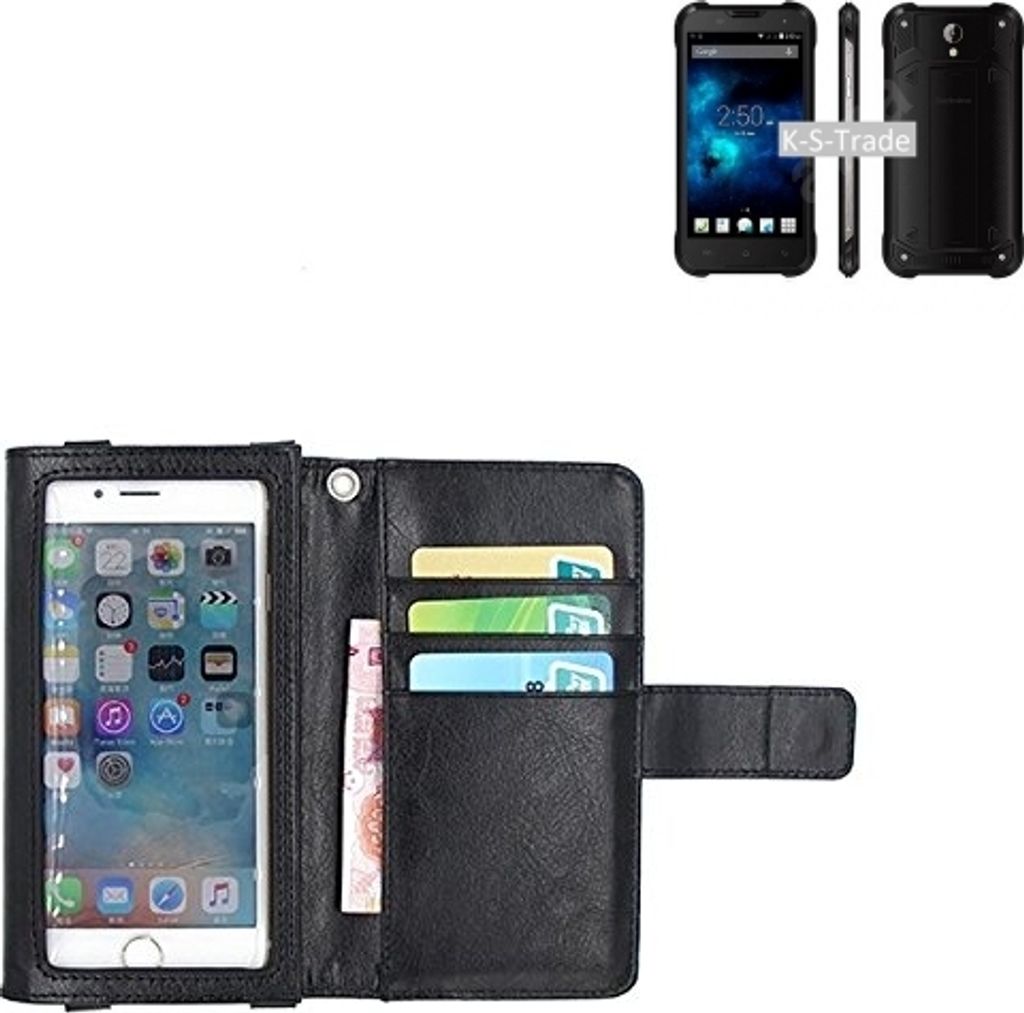 K-S-Trade Handy Hülle Schutz Hülle Kompatibel mit Blackview BV5000 Case mit Displayschutz / Schutzfolie Flip Cover Wallet case Etui Hülle schwarz