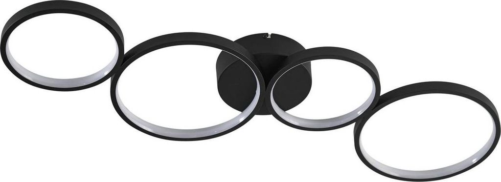 Lindby LED-Deckenleuchte Evengeline, schwarz, Alu, 88 cm