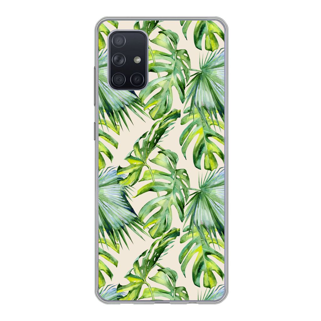 MuchoWow Handyhülle Schutzhülle Hülle für Samsung Galaxy A51 5G Blätter - Muster - Monstera Silikon Softcase Handy Hülle - Abbildung