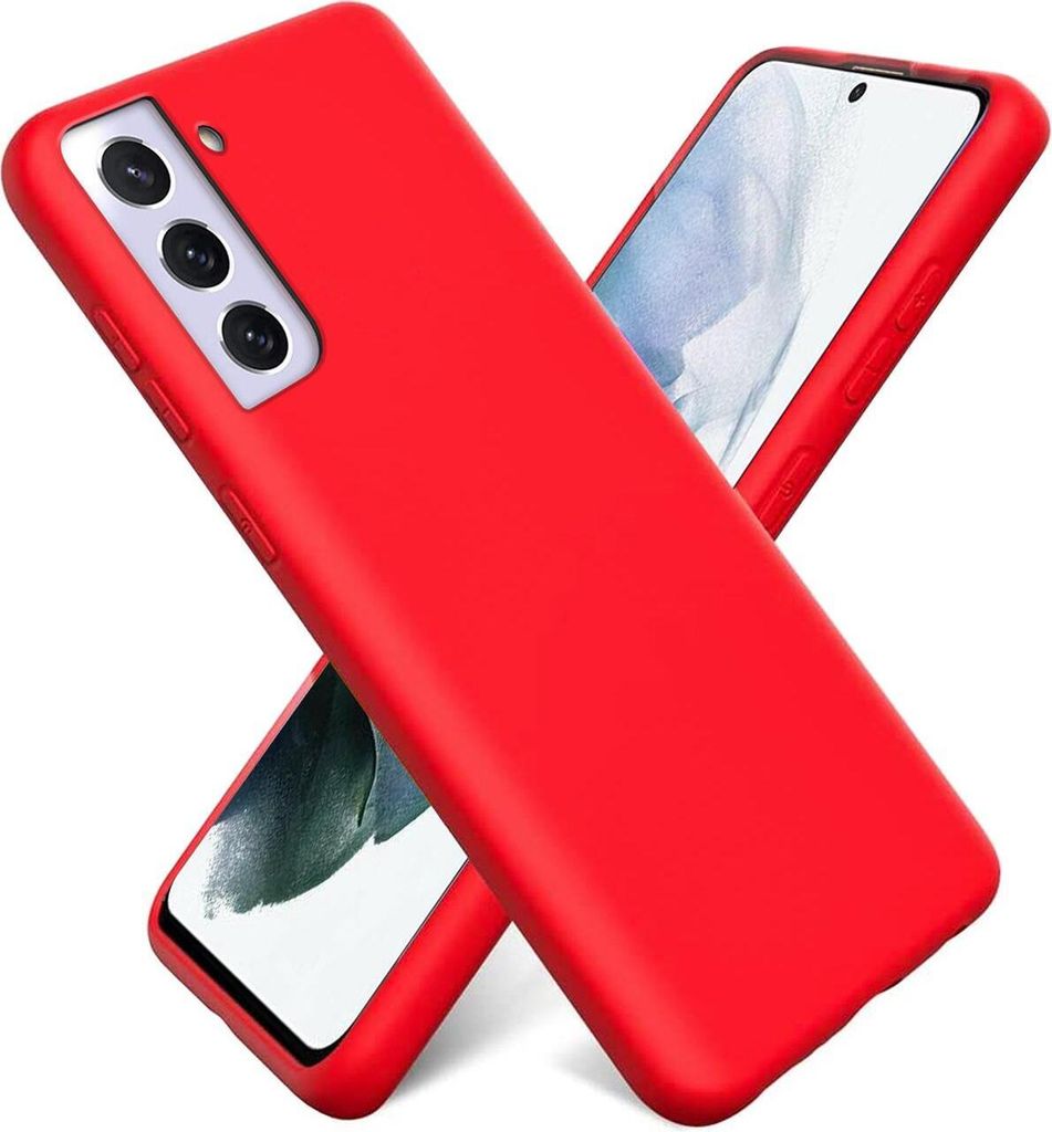 Conie TPU Schutzhülle für Samsung Galaxy S22 Plus Tasche Case Cover Bumper Silikon Mikrofaser Inlay Hülle in Rot matt