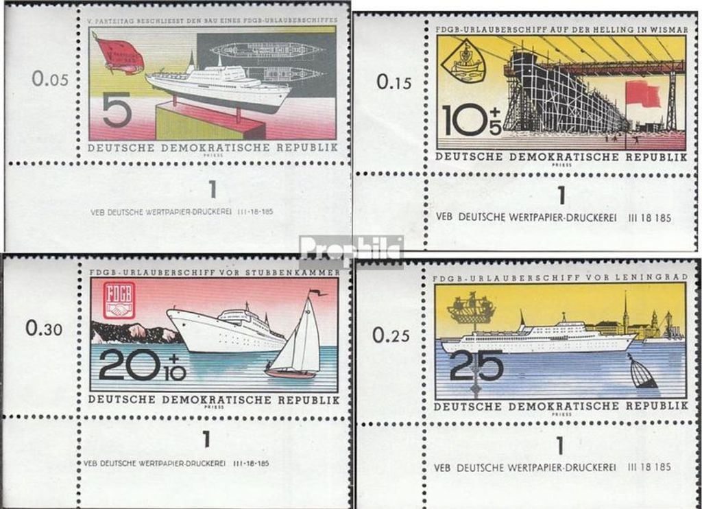 Briefmarken DDR 1960 Mi 768DV-771DV mit Druckvermerk (kompl.Ausg.) postfrisch Urlauberschiffe