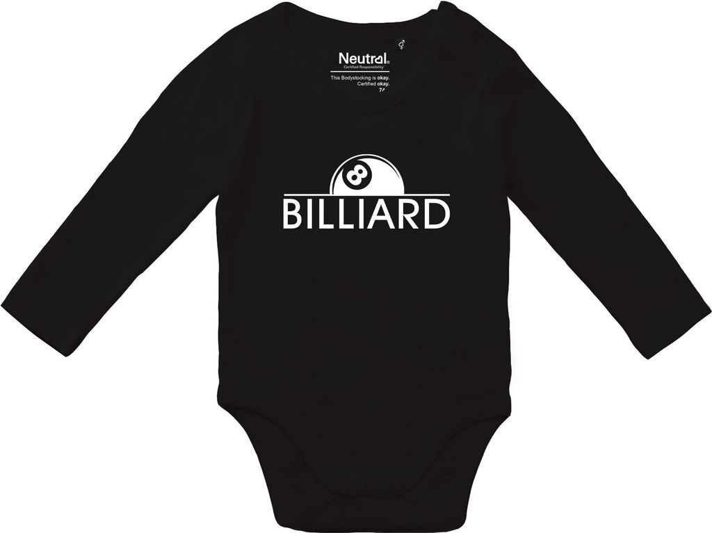 Huuraa Baby Body Billard Snooker 80 Black Baumwolle Fairtrade Langarmbody Geschenkidee