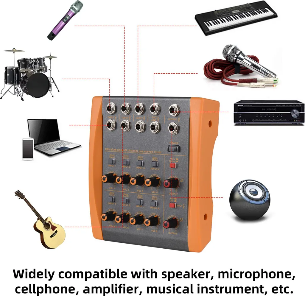 Mixeur 8 canaux pour guitare et basse configuration stéréo mono compacte - 3