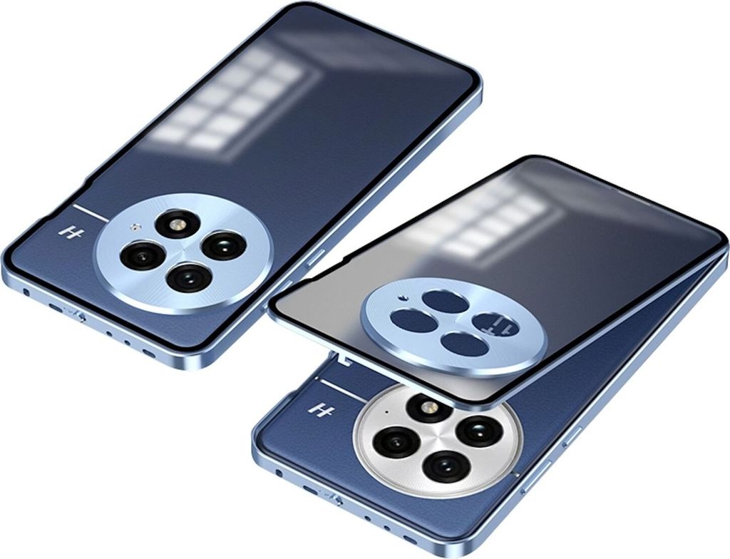 Für OnePlus 13 Snap Verschluss Metall Rahmen Mattierte Handy Hülle Cover Blau