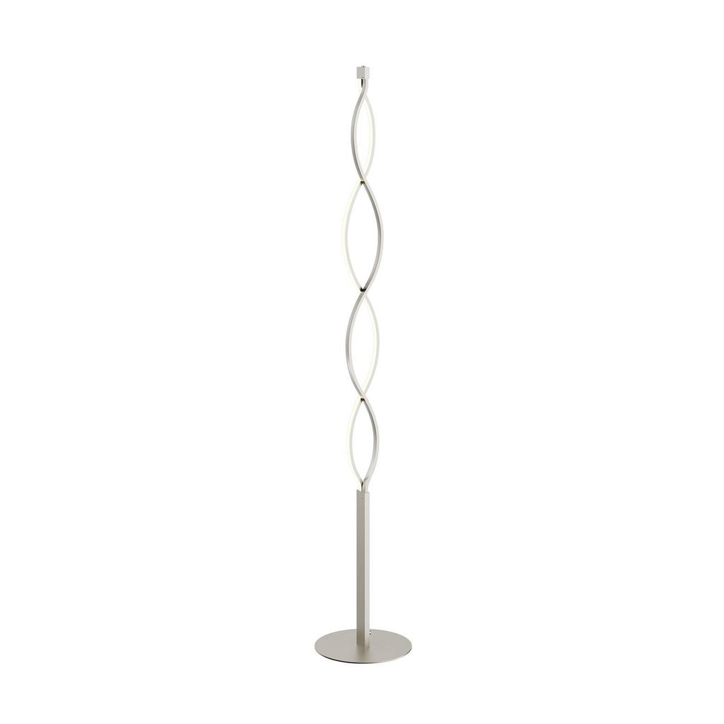 Lindby LED-Stehlampe Auron, nickelfarben, Metall, Tastdimmer