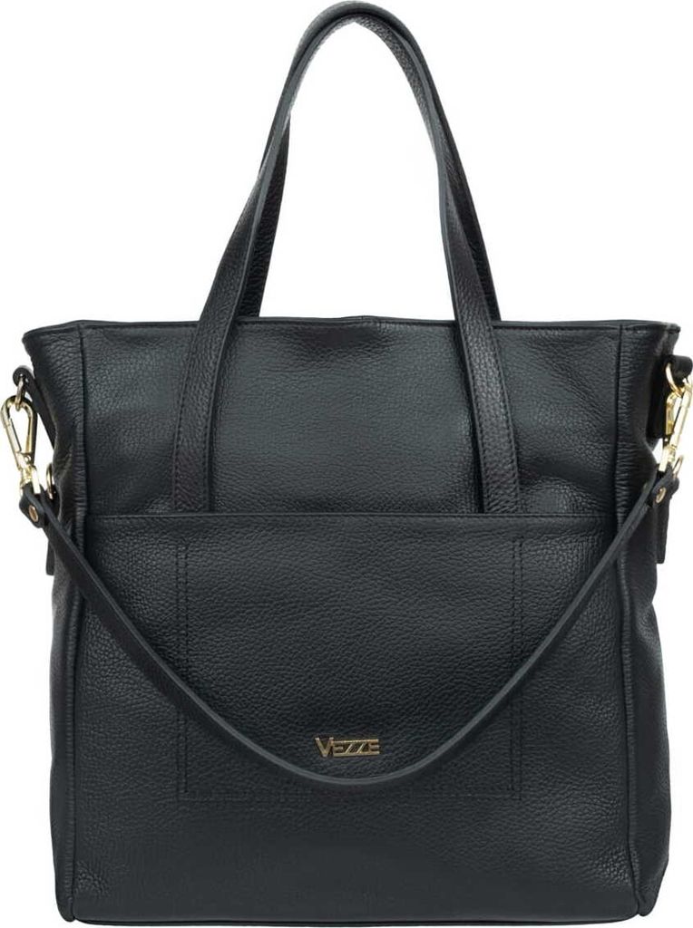 Vezze, Damen Handtasche, italienisches Naturleder, Schwarz, Produktbild 