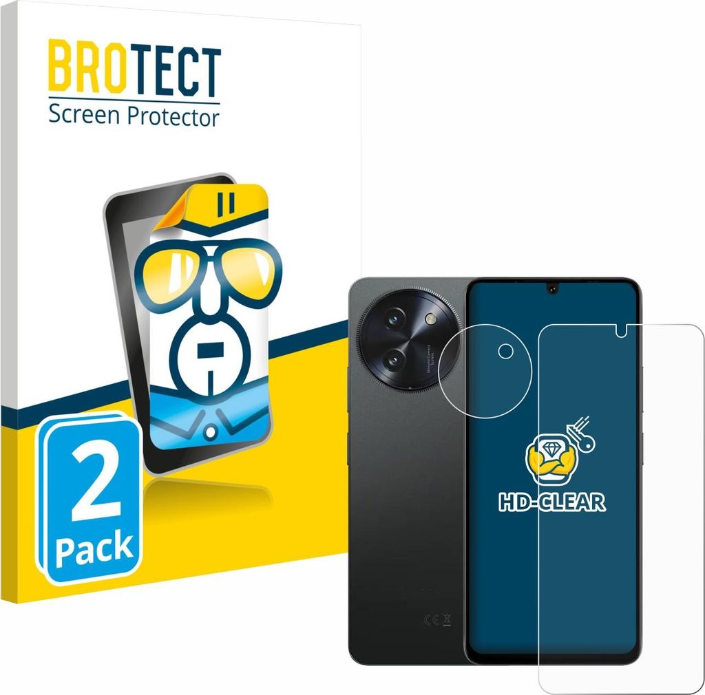 2x Für Doogee Note 59 Pro Plus (Display+Kamera) Schutzfolie BROTECT Displayschutz Display Schutz Folie Klar Transparent