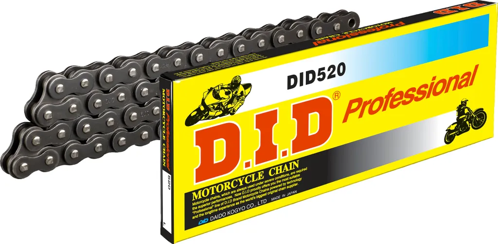 Chaîne à rouleaux 520 pour entretien moto 100 maillons et clip RJ
