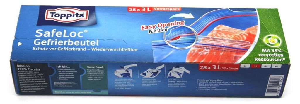 Toppits 2920807004 28 Toppits Gefrierbeutel SafeLoc 3,0 l Image du produit 