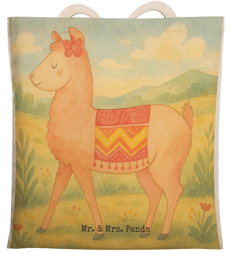 Mr. & Mrs. Panda Tote Bag Alpaka Stolz Design - Weiß - Geschenk, Einkaufstasche, shopping, Tasche, Stofftragetasche, Tragetasche