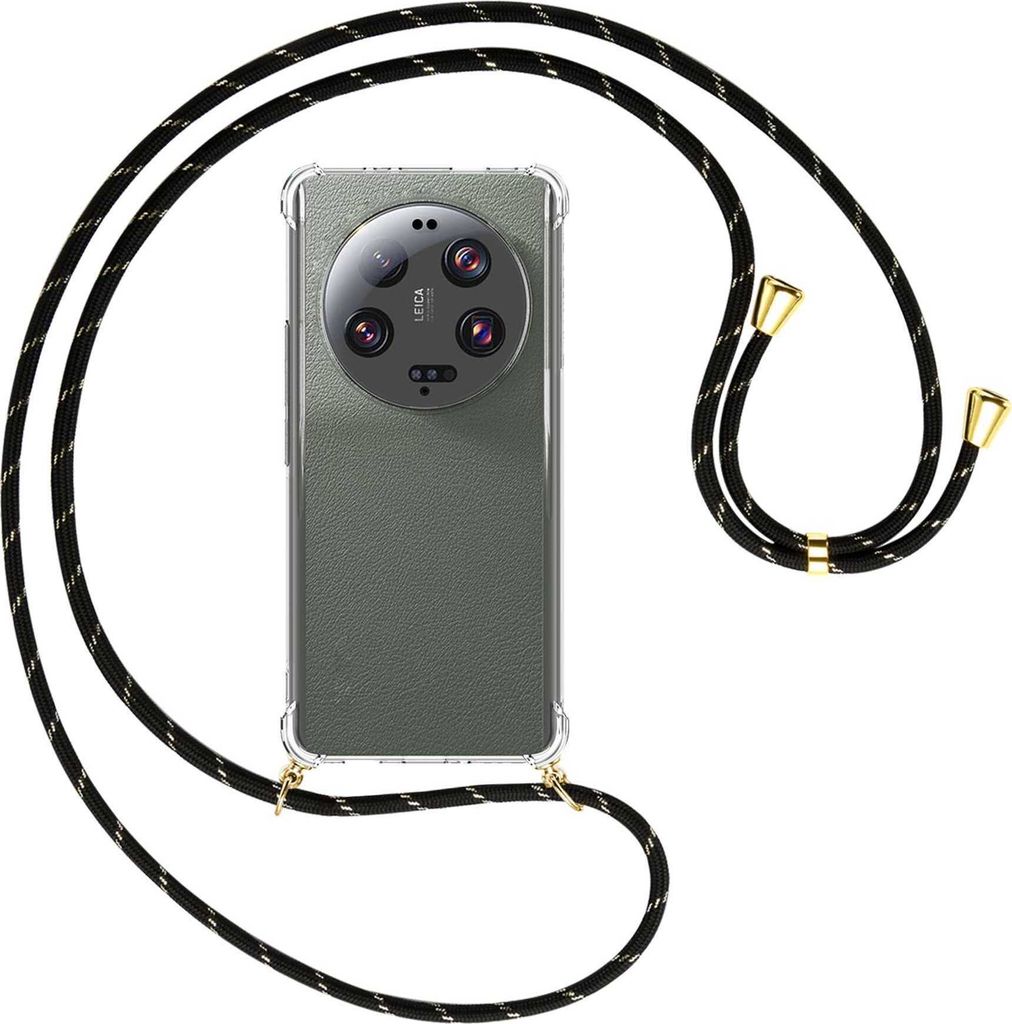 Handykette Backcover-Schutzhülle mit Band (Metall goldfarben) für Xiaomi 13 Ultra (6.73'') - schwarz/gold
