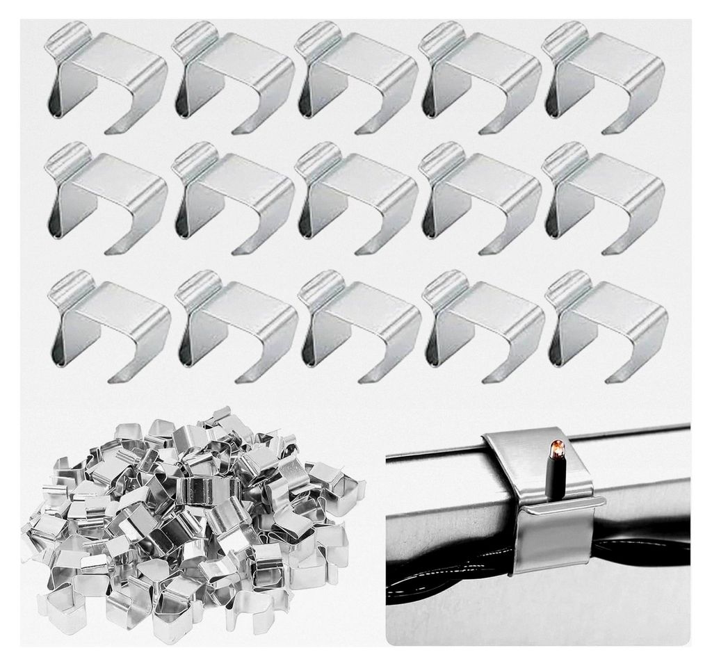 100 Stück Metall Dachrinnenhaken für Lichterketten, Mini Dachrinnenhaken, Weihnachtslicht Clips, Dachrinnenhalter für Urlaubslichter