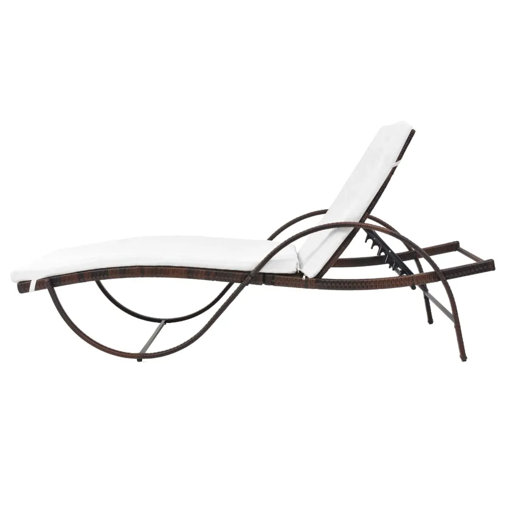 Lit de jardin modulable en poly rotin marron avec tablette intégrée - 5