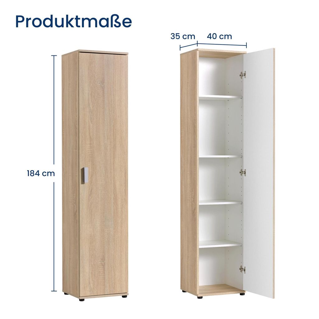 Schmaler Mehrzweckschrank 40 cm breit Sonoma Eiche